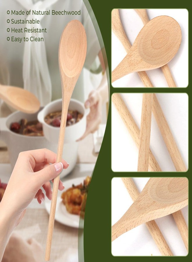 WYOMER 3 PCS Wooden Spoons for Cooking, 12 Inch Long Handle Made of Natural Beechwood, Cooking Mixing Oval Spoons to Baking, Stir Meals, Tasting Stirring Food - Image 3