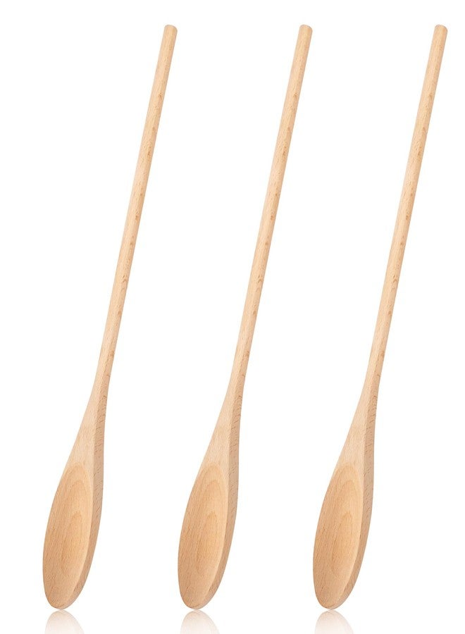 WYOMER 3 PCS Wooden Spoons for Cooking, 12 Inch Long Handle Made of Natural Beechwood, Cooking Mixing Oval Spoons to Baking, Stir Meals, Tasting Stirring Food - Image 1