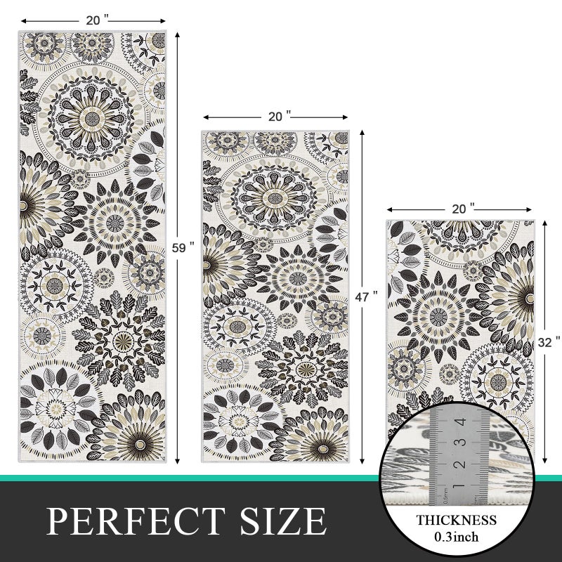 Bsmathom Boho Kitchen Rugs Sets 3 Piece, Farmhouse Non Slip Kitchen Rugs and Mats, Washable Kitchen Mats for Floor Non Skid Kitchen Runner Rug, Kitchen Floor Mat for Laundry Room Entryway Hallway - Image 4