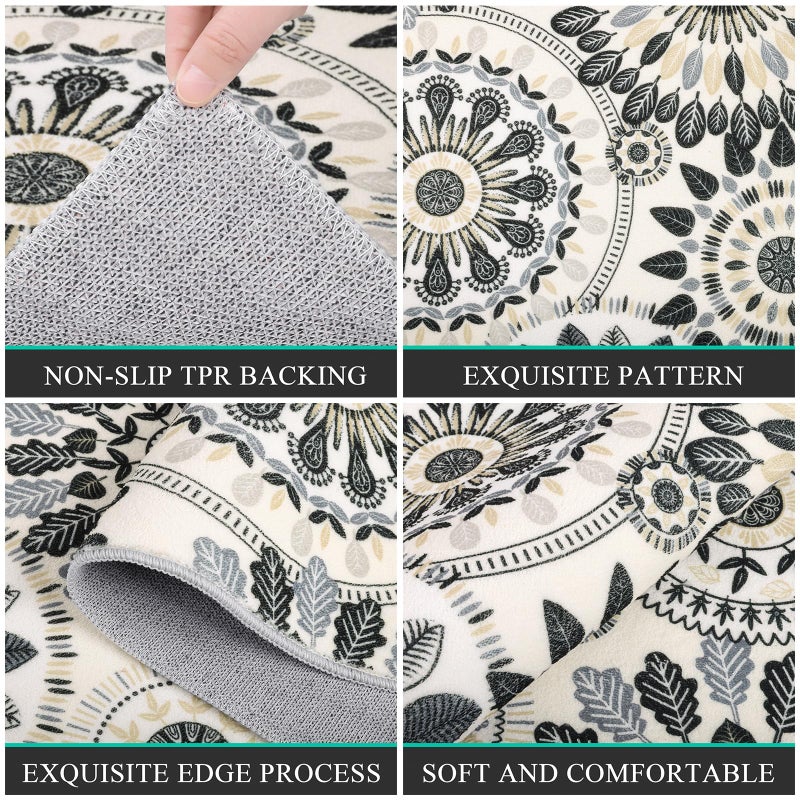 Bsmathom Boho Kitchen Rugs Sets 3 Piece, Farmhouse Non Slip Kitchen Rugs and Mats, Washable Kitchen Mats for Floor Non Skid Kitchen Runner Rug, Kitchen Floor Mat for Laundry Room Entryway Hallway - Image 3