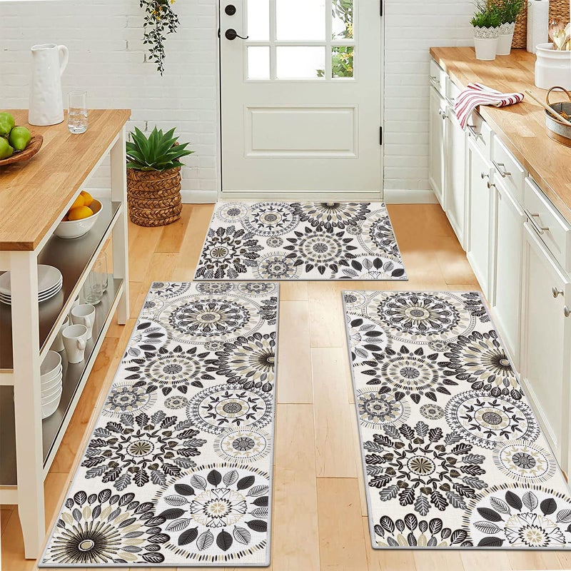 Bsmathom Boho Kitchen Rugs Sets 3 Piece, Farmhouse Non Slip Kitchen Rugs and Mats, Washable Kitchen Mats for Floor Non Skid Kitchen Runner Rug, Kitchen Floor Mat for Laundry Room Entryway Hallway - Image 5