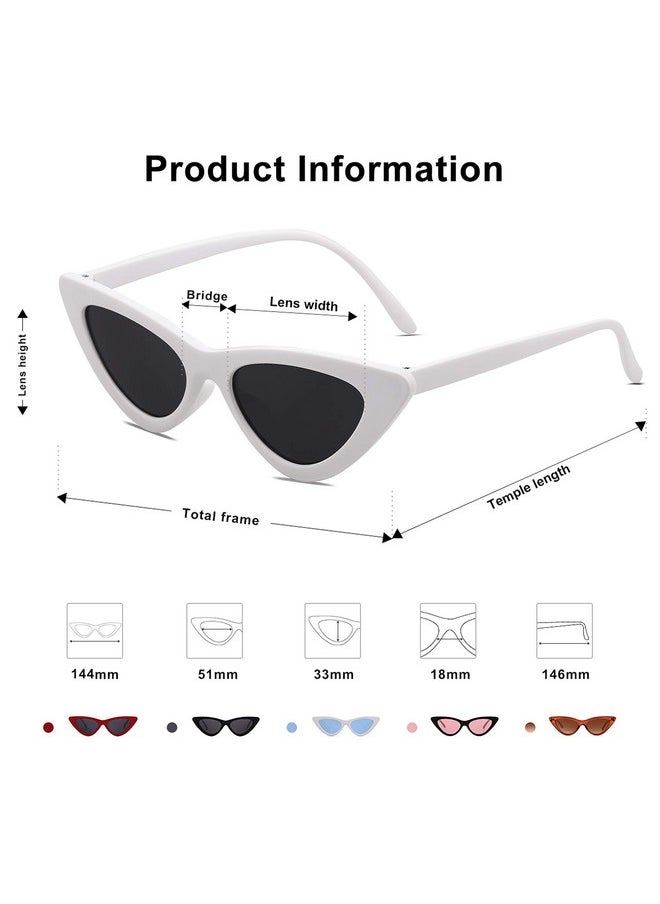 Sojos Retro Vintage Narrow Cat Eye Sunglasses For Women Clout Goggles Plastic Frame Sj2044 With White Frame/Grey Lens  - Image 2
