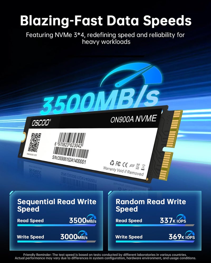 OSCOO 1TB NVMe SSD for MacBook - PCIe Gen3.0x4 Internal SSD, Up to 2100MB/s, Compatible with MacBook Air 2013-2017, MacBook Pro 2013-2016, Mac mini 2014, iMac 2012-2018, Mac Pro 2013 - ON900A - Image 2