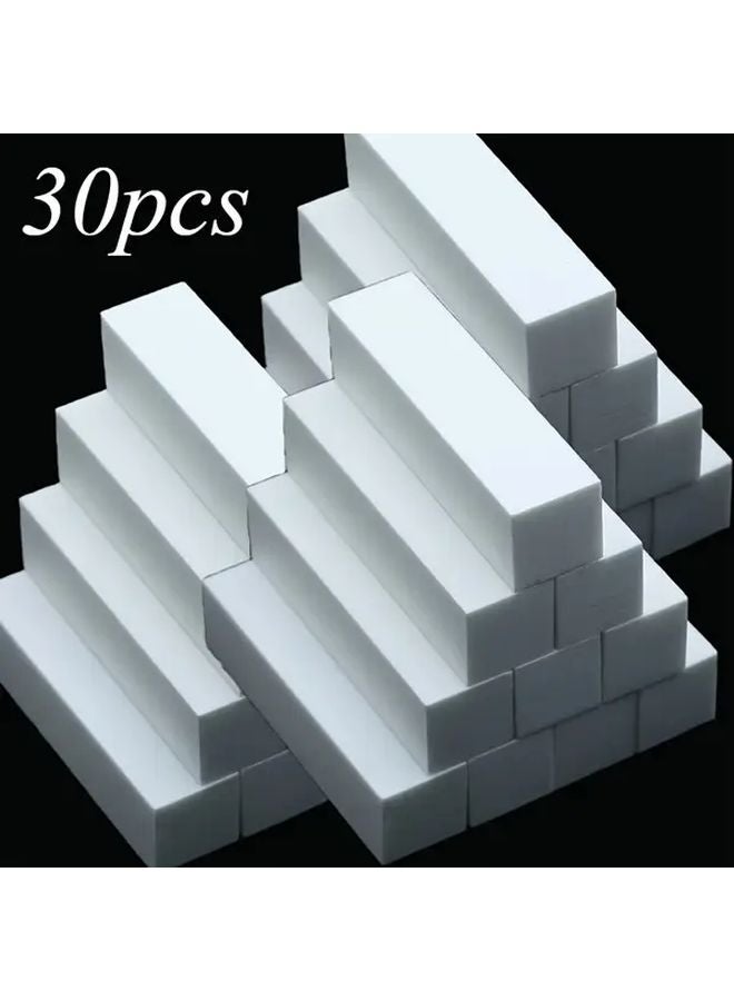 30 قطعة من كتل تلميع الأظافر البيضاء، أدوات احترافية لتقليم الأظافر والعناية بالقدمين - Image 1
