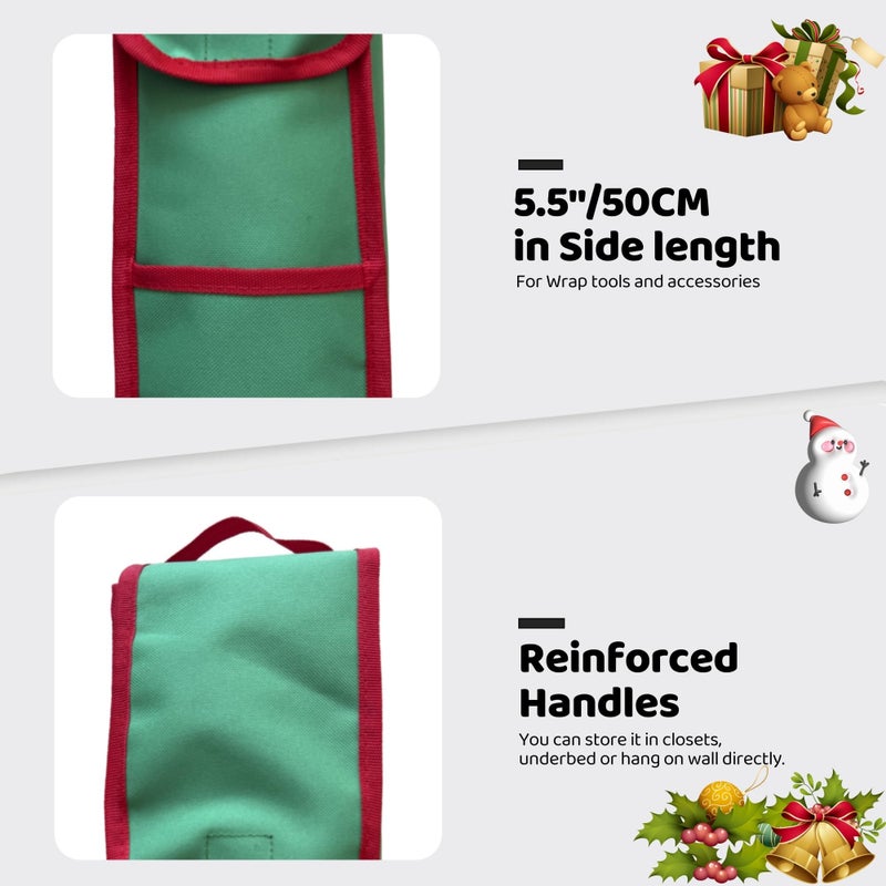 OUTTDID Wrapping Paper Storage Bag 31", Gift Wrapping Paper Organizer Storage Containers with Pocket for Crafts Poster Tools, Christmas Wrap Paper Holder fits for 9 Standard Rolls, Green - Image 3