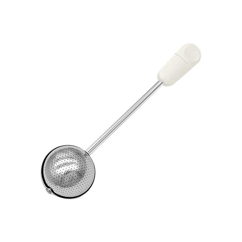 Sugar Shaker Duster Wand for Flour and Spices Stainless Steel Spoon Powder Sugar Duster Rotating Tea Filter Easy Onehanded Operation White