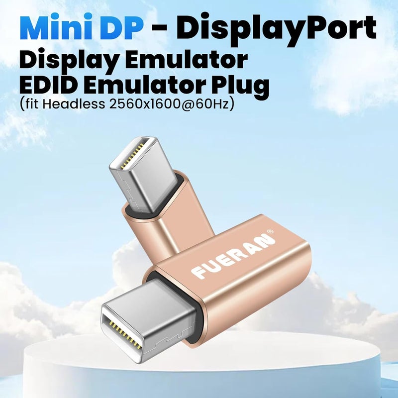 فييران قابس HDMI DDC EDID وهمي Headless Ghost Display Emulator مناسب للرأس-1920x1080-3840 x 2160@60Hz (MiniDP-1P) - Image 2