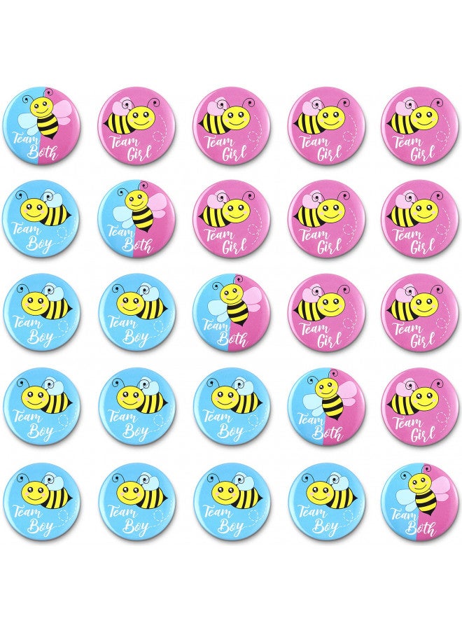 Dilunave Dilunave 50 Pieces Bee Gender Reveal Button Pins Team Boy, Girl or Both Buttons Pins Badges kit Bee Theme Gender Reveal Party Favors in Pink and Blue for Baby Shower Gender Reveal Party Game Supplies - Image 1