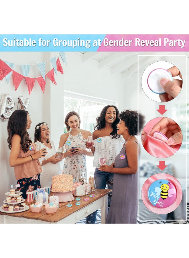 Dilunave Dilunave 50 Pieces Bee Gender Reveal Button Pins Team Boy, Girl or Both Buttons Pins Badges kit Bee Theme Gender Reveal Party Favors in Pink and Blue for Baby Shower Gender Reveal Party Game Supplies - Image 4
