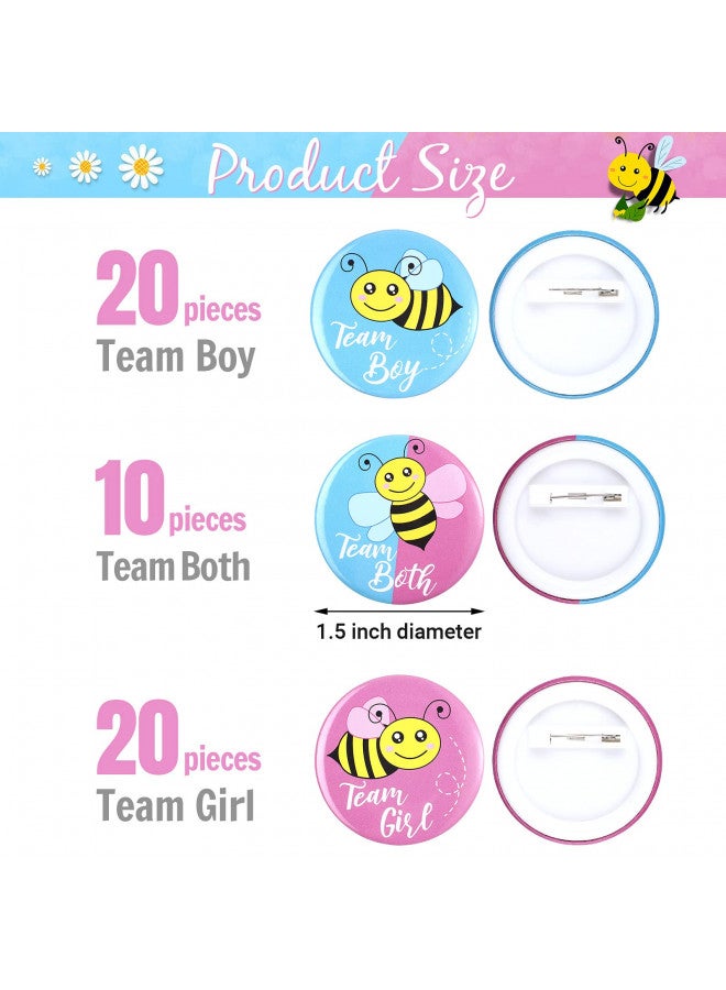Dilunave Dilunave 50 Pieces Bee Gender Reveal Button Pins Team Boy, Girl or Both Buttons Pins Badges kit Bee Theme Gender Reveal Party Favors in Pink and Blue for Baby Shower Gender Reveal Party Game Supplies - Image 2