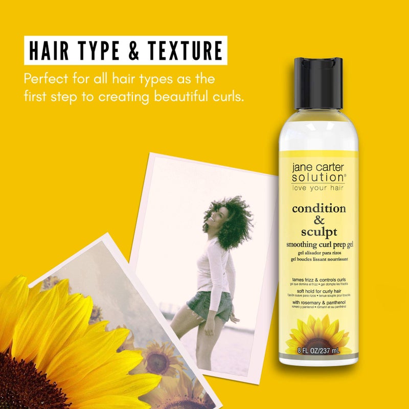 JANE CARTER SOLUTION Condition & Sculpt Smoothing Curl Prep Gel (8oz) - Soft Hold, Smoothing, Moisturizing - Image 3