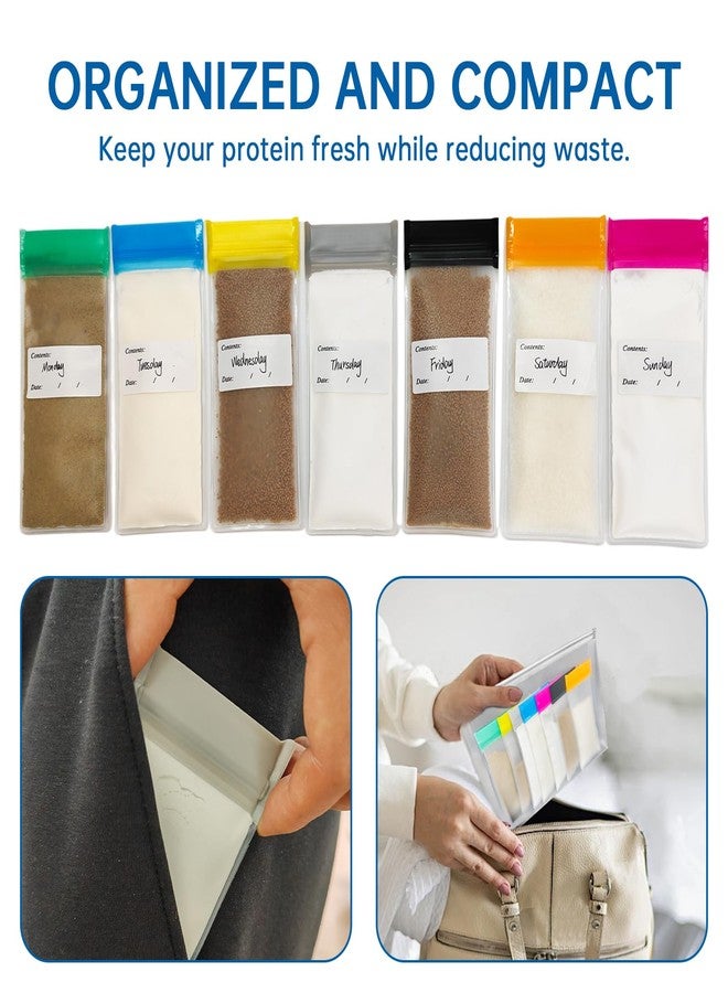 TINSKY Protein Powder Travel Container Set, Reusable Powder Supplement Container To Go 21Pcs Reusable Protein Powder Bags and 3pc Large Standable Zip Bags for Workout, Fitness, Travel - Image 4