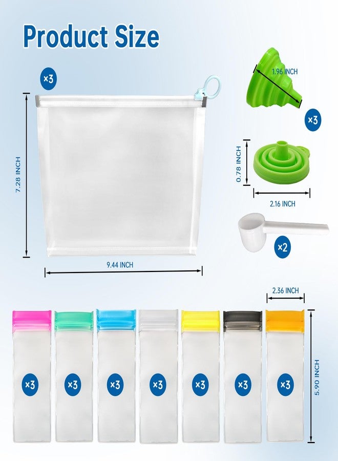 TINSKY Protein Powder Travel Container Set, Reusable Powder Supplement Container To Go 21Pcs Reusable Protein Powder Bags and 3pc Large Standable Zip Bags for Workout, Fitness, Travel - Image 2