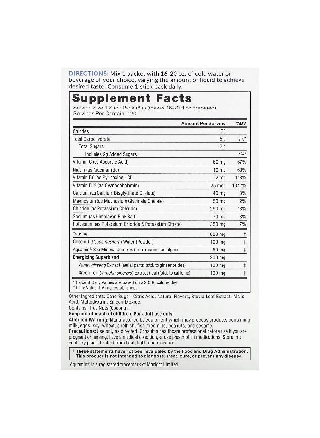 Force Factor Force Factor, Liquid Labs™ Energy, Rapid Hydration Electrolyte Drink Mix, Fruit Punch, 20 Stick Packs, 0.28 oz (8 g) Each  - Image 2