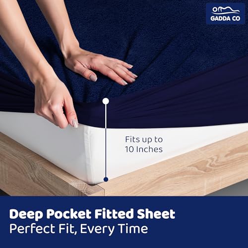 GADDA CO 100% Waterproof Premium Mattress Protector for Double Bed King Size 78x72 Inches / 6.5x6 ft| Cotton Feel Mattresses Cover |360° Elastic Fitted | Fits Upto 10 Inch | Bed Cover | Dark Blue - Image 5