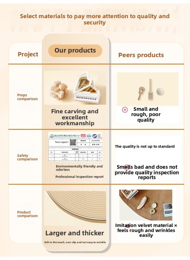 Generic - Week-catching Supplies Props One-year-old Set Boys And Girls Birthday Ceremony Layout Full Set Of Log Style Lottery Carpet Modern-Color:[thick Anti-slip] 18 Pieces Of Log Style Weekly Props + Weekly Birth Carpet (collect And Purchase - Image 1