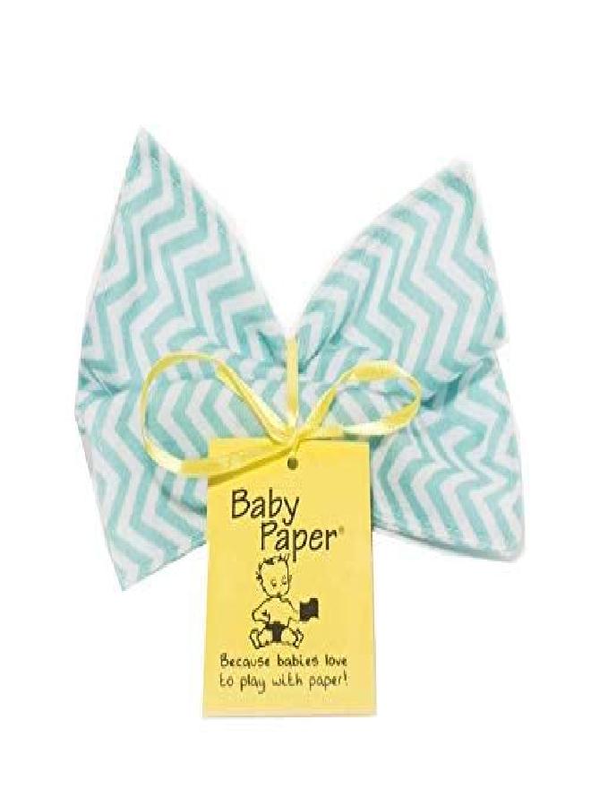 Baby Paper â€“ 2 Pack of Crinkly, Sensory Toys, Black & White Stripe, Turquoise Zig Zag - Image 3