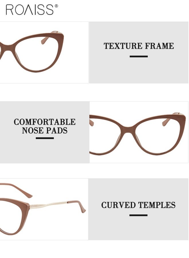 رويس نظارة نسائية لحجب الضوء الأزرق، نظارة عين القط للكمبيوتر وللقراءة والألعاب والتلفزيون والهواتف بفلتر الضوء الأزرق، نظارات الموضة المضادة لإجهاد العين والصداع لون المشمش - Image 5
