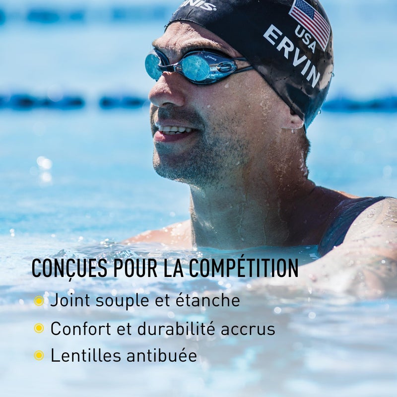 FINIS Bolt Goggles - Racing Swim Goggles for Adults - Includes Watertight Seal, UV Protection & Anti-Fog Coating - With Adjustable Strap & 3 Nose Piece Options - Black Lenses with Smoke Strap - Image 4