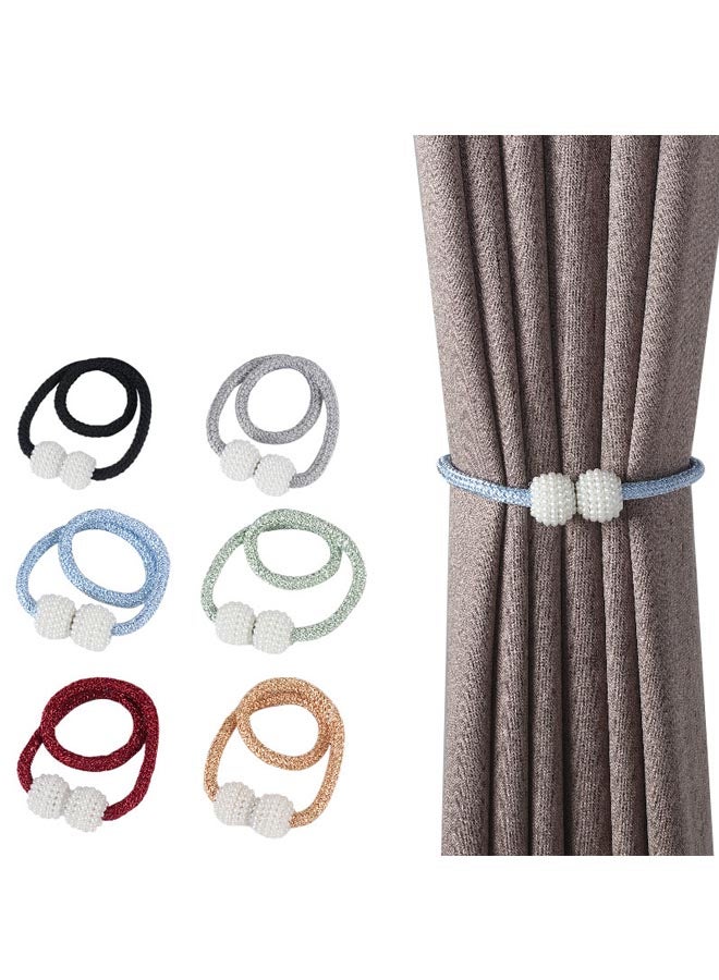 One pair Non-punchable Bunching Curtains Pearl Strap Curtain Magnet Buckle - Image 3