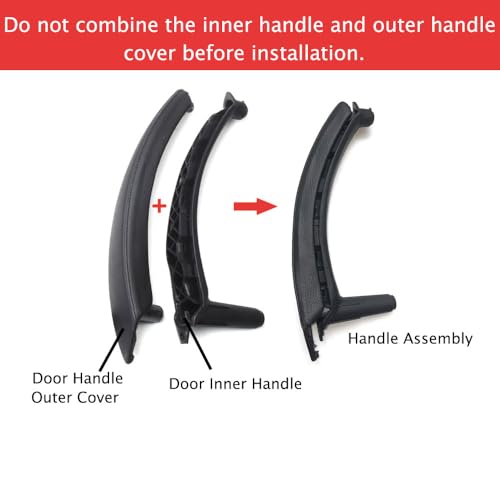 Goodithy Leather Door Handle Assembly Passenger Side LeftRight Interior Door Pull Handle Trim Replacement for BMW X5 E70 X6 E71 E72 20072013 Beige Left - Image 3