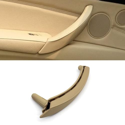 Goodithy Leather Door Handle Assembly Passenger Side LeftRight Interior Door Pull Handle Trim Replacement for BMW X5 E70 X6 E71 E72 20072013 Beige Left - Image 1