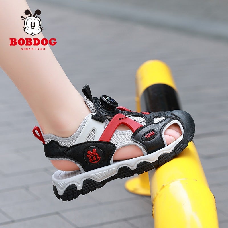 Babu Bean Boys Baotou Sandals 2025 Summer Breathable Big Kids Boys Button Sandals Children'S Beach Shoes - Image 1