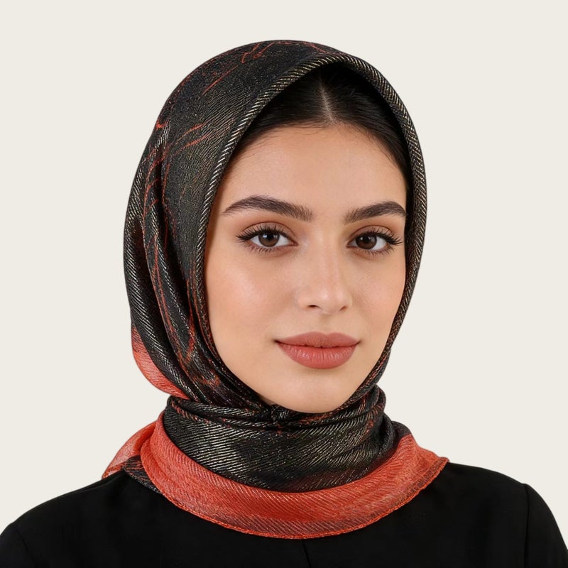 وشاح مربع من الساتان بتصميم عرقي ونقشة زهور، للجنسين، خفيف ومناسب لفصلي الربيع والصيف - Image 1