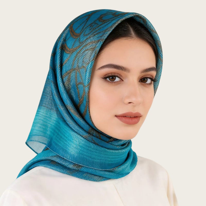وشاح مربع من الساتان بتصميم عرقي ونقشة زهور، للجنسين، خفيف ومناسب لفصلي الربيع والصيف - Image 4
