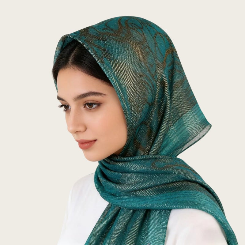 وشاح مربع من الساتان بتصميم عرقي ونقشة زهور، للجنسين، خفيف ومناسب لفصلي الربيع والصيف - Image 5