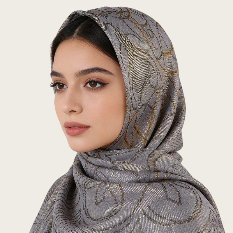 وشاح مربع من الساتان بتصميم عرقي ونقشة زهور، للجنسين، خفيف ومناسب لفصلي الربيع والصيف - Image 3