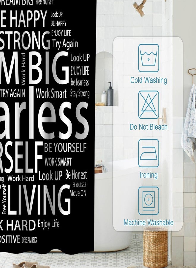 Final Friday Kids Shower Curtains Believe Quotes Be Fearless Dream Big Be Yourself Inspirational Theme Cloth Fabric Bathroom Decor Sets with Hooks Waterproof Washable 72W x 72H Black and White - Image 3