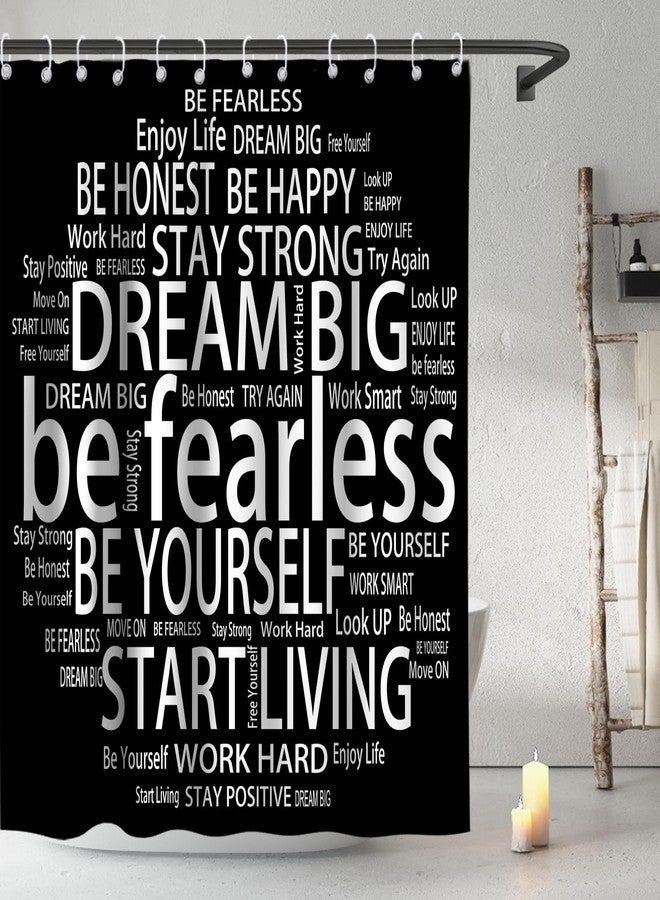 Final Friday Kids Shower Curtains Believe Quotes Be Fearless Dream Big Be Yourself Inspirational Theme Cloth Fabric Bathroom Decor Sets with Hooks Waterproof Washable 72W x 72H Black and White - Image 1