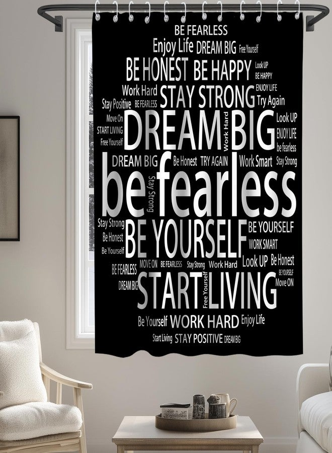 Final Friday Kids Shower Curtains Believe Quotes Be Fearless Dream Big Be Yourself Inspirational Theme Cloth Fabric Bathroom Decor Sets with Hooks Waterproof Washable 72W x 72H Black and White - Image 2