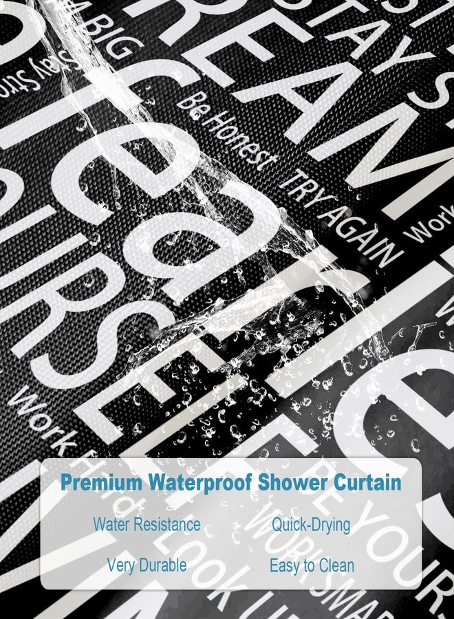 Final Friday Kids Shower Curtains Believe Quotes Be Fearless Dream Big Be Yourself Inspirational Theme Cloth Fabric Bathroom Decor Sets with Hooks Waterproof Washable 72W x 72H Black and White - Image 5