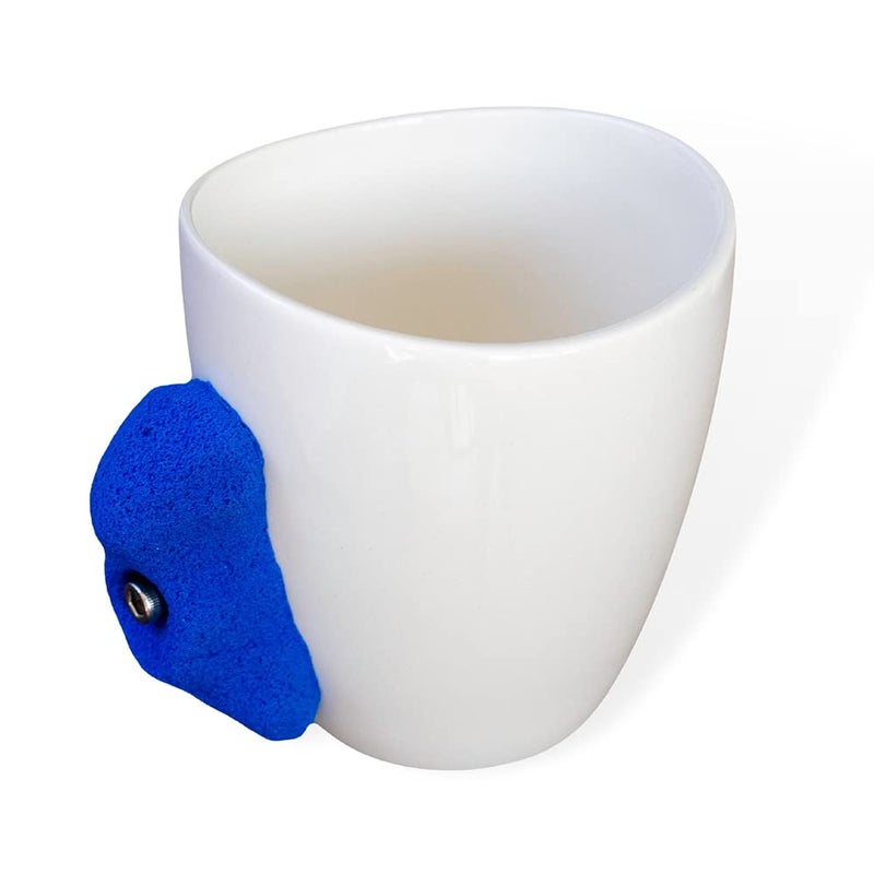 Dubbs Hardware ROCK CLIMBING MUG  Ergonomic pinch grip design for climbers unique bouldering gift and climbing cup for indoor training durable climber mug for grip strength enthusiasts  Blue