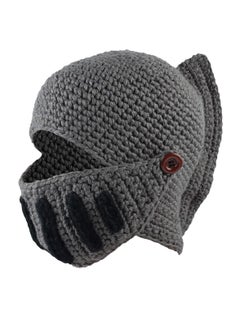 SYOSI Roman Knight Helmet Winter Warm Hat, Visor Crochet Knit Beanie Hat Mask Set Handmade Winter Knit Beanie Hat Winter Roman Knight Knit Hat Earflap Ski Hat Winter Knitted Hat for Adult Kids  - Image 1
