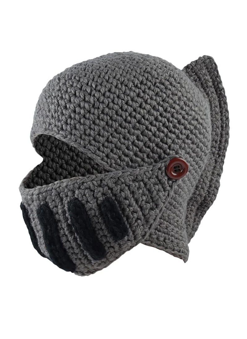 SYOSI - Roman Knight Helmet Winter Warm Hat, Visor Crochet Knit Beanie Hat Mask Set Handmade Winter Knit Beanie Hat Winter Roman Knight Knit Hat Earflap Ski Hat Winter Knitted Hat for Adult Kids - Image 1