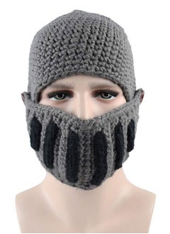 SYOSI Roman Knight Helmet Winter Warm Hat, Visor Crochet Knit Beanie Hat Mask Set Handmade Winter Knit Beanie Hat Winter Roman Knight Knit Hat Earflap Ski Hat Winter Knitted Hat for Adult Kids  - Image 3