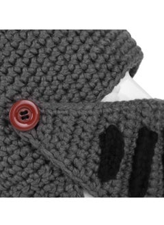 SYOSI Roman Knight Helmet Winter Warm Hat, Visor Crochet Knit Beanie Hat Mask Set Handmade Winter Knit Beanie Hat Winter Roman Knight Knit Hat Earflap Ski Hat Winter Knitted Hat for Adult Kids  - Image 4
