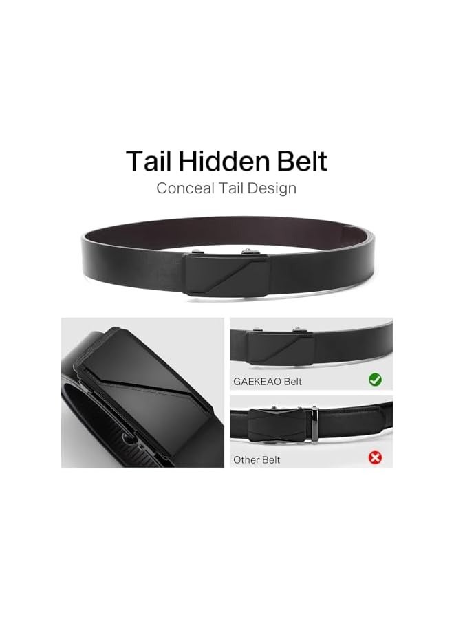 بروماس حزام سقاطة جلدي للرجال، أحزمة بإبزيم نقرة قابلة للتعديل تلقائيًا، لفستان كاجوال يناسب المقاس - Image 3