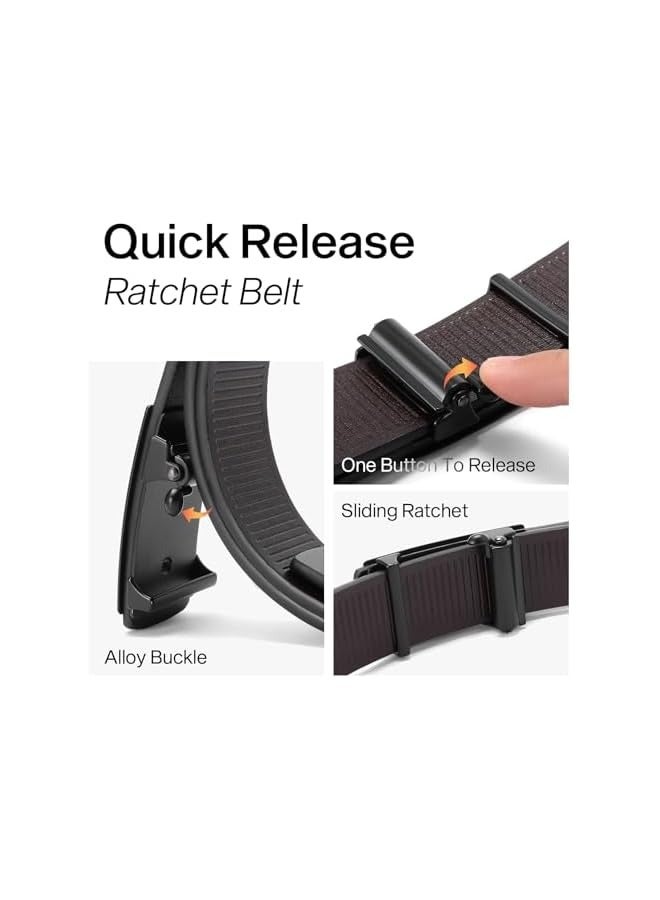 بروماس حزام سقاطة جلدي للرجال، أحزمة بإبزيم نقرة قابلة للتعديل تلقائيًا، لفستان كاجوال يناسب المقاس - Image 4