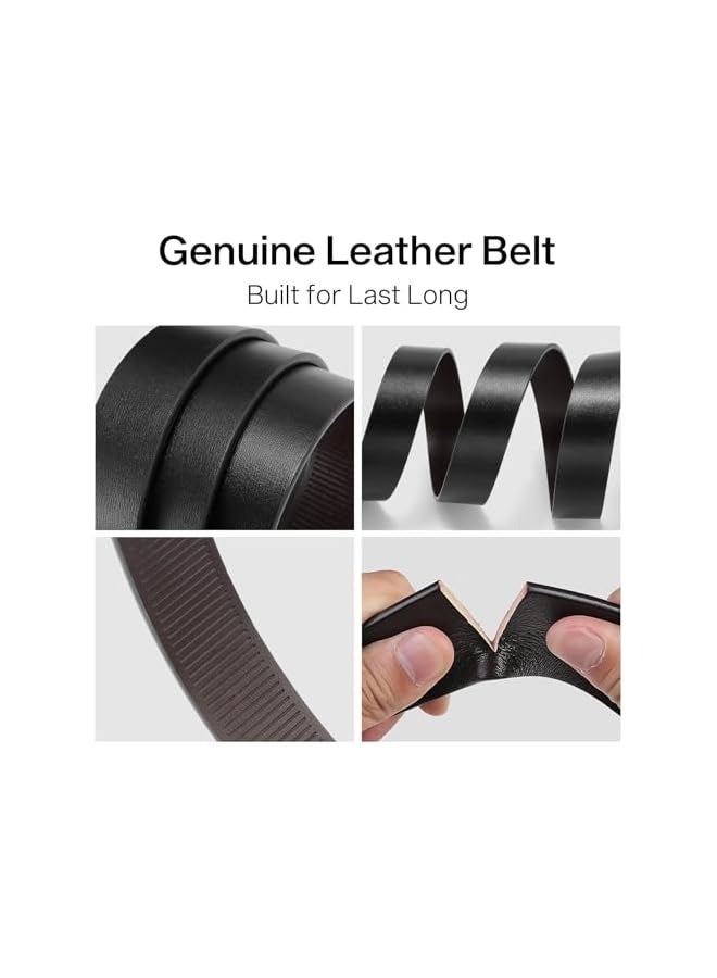 بروماس حزام سقاطة جلدي للرجال، أحزمة بإبزيم نقرة قابلة للتعديل تلقائيًا، لفستان كاجوال يناسب المقاس - Image 5