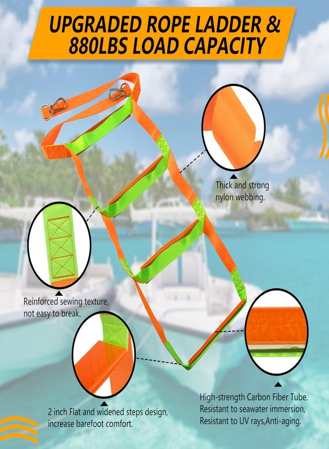 sailpref Boat Rope Ladder, 4 Step Boat Ladder, Heavy Duty 880lbs Strength with Carbon Fiber Reinforced Steps, Foldable Assist Boarding Rope Ladder for Inflatable Boat, Pontoon Boat, Sailboat, Kayak, Motorboat - Image 2