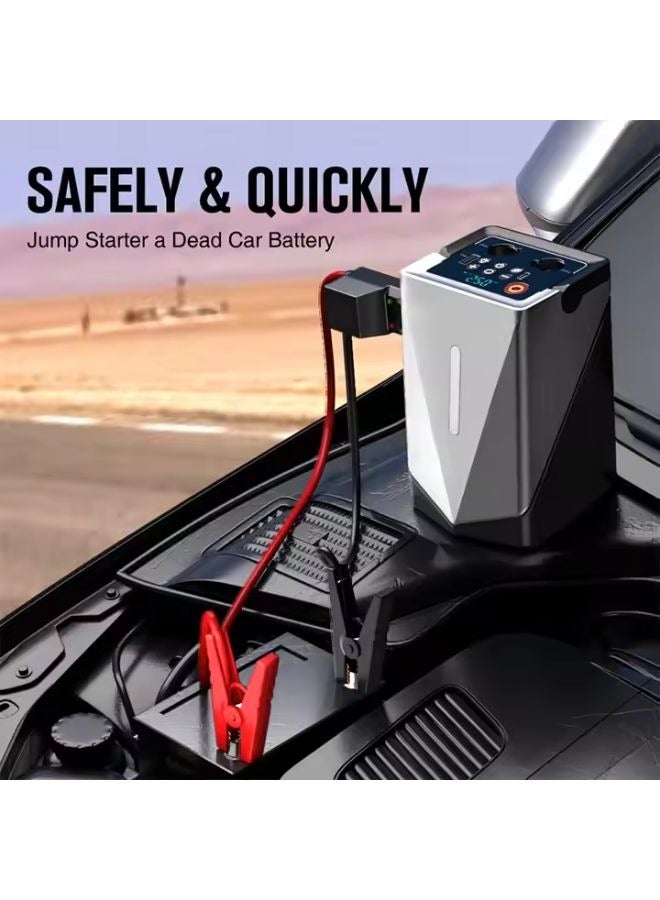SMARTX Portable Car Jump Starter Electric Air Blower Car Air Compressor1000A 14.8V 150PSI 12000mAh Inflation Pump Suction Blowing all-in-one New 14.8V Multi-function Jump Starter Booster 3L Diesel Smart Jumper with Display and Emergency Light - Image 3