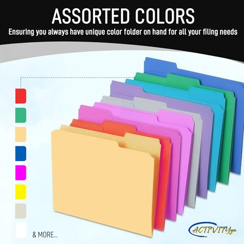 ACTIVITYYA Black File Folders, 1/3-Cut Tabs, Letter Size, 12-Pack – Durable Office Filing Folders for Documents, Papers, and Organization - Image 3