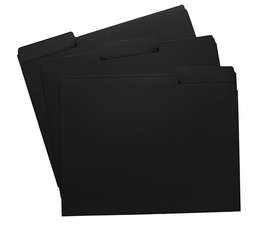 ACTIVITYYA Black File Folders, 1/3-Cut Tabs, Letter Size, 12-Pack – Durable Office Filing Folders for Documents, Papers, and Organization - Image 1