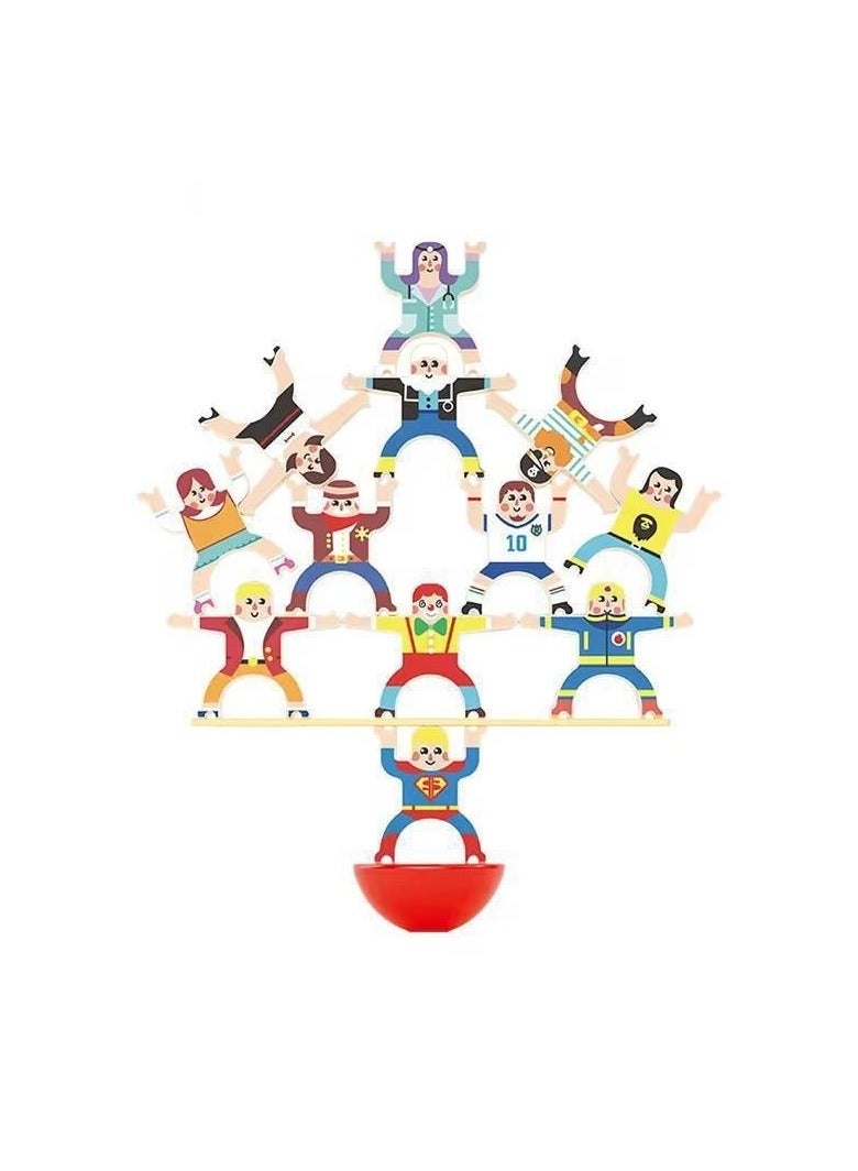 "DIY Wooden Stacking House, Interlocking Hercules Acrobatics, Balancing Competition Building Toys, Wooden Toy for Toddlers, Stacking and Balancing Block Set "