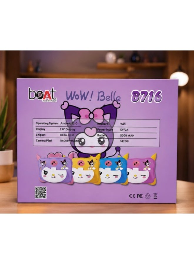 boat B716 Kids Tablet Android 13.0 7.0 Inch Display Octa Core  5000mAh Battery WiFi Dual Camera Purple - Image 4