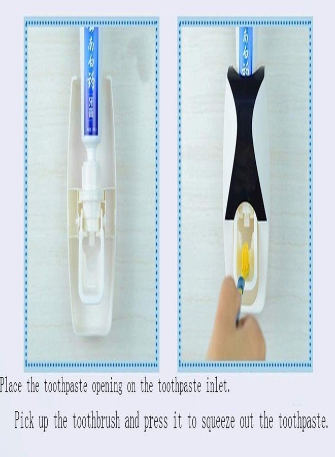 RC Auto Toothpaste Dispenser, Hands Free Toothpaste Squeezer Wall-Mount Toothbrush Holders Bathroom Organizer with 2 Hooks, Sticks & Cleaning Brush White - Image 5